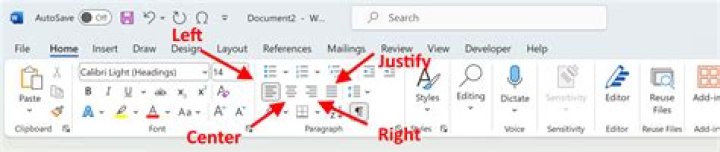 How do you center text and justify in word?