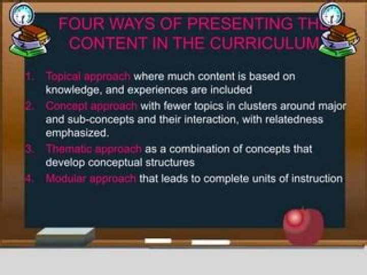 What are the four ways of presenting the content in the curriculum?