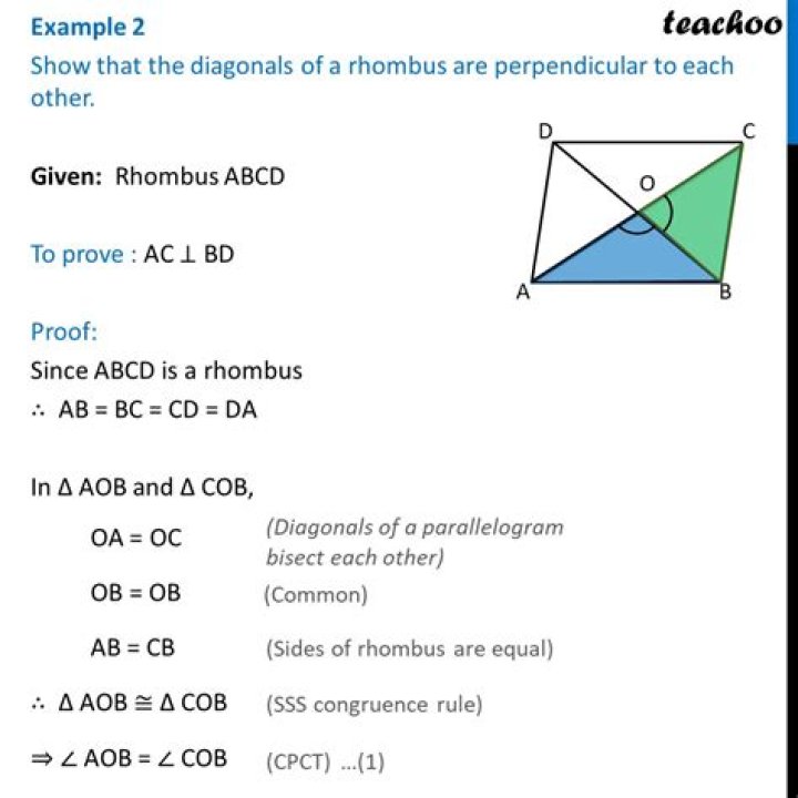 What are the properties of diagonals of a rhombus?
