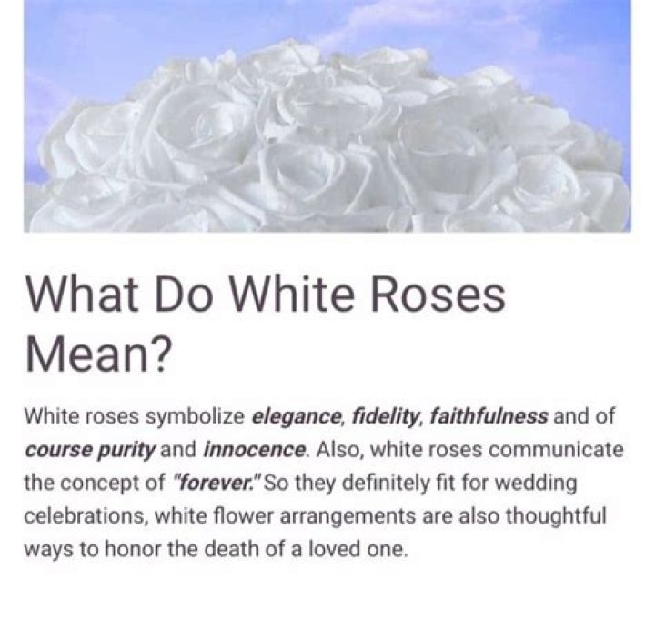 What does white roses mean death?