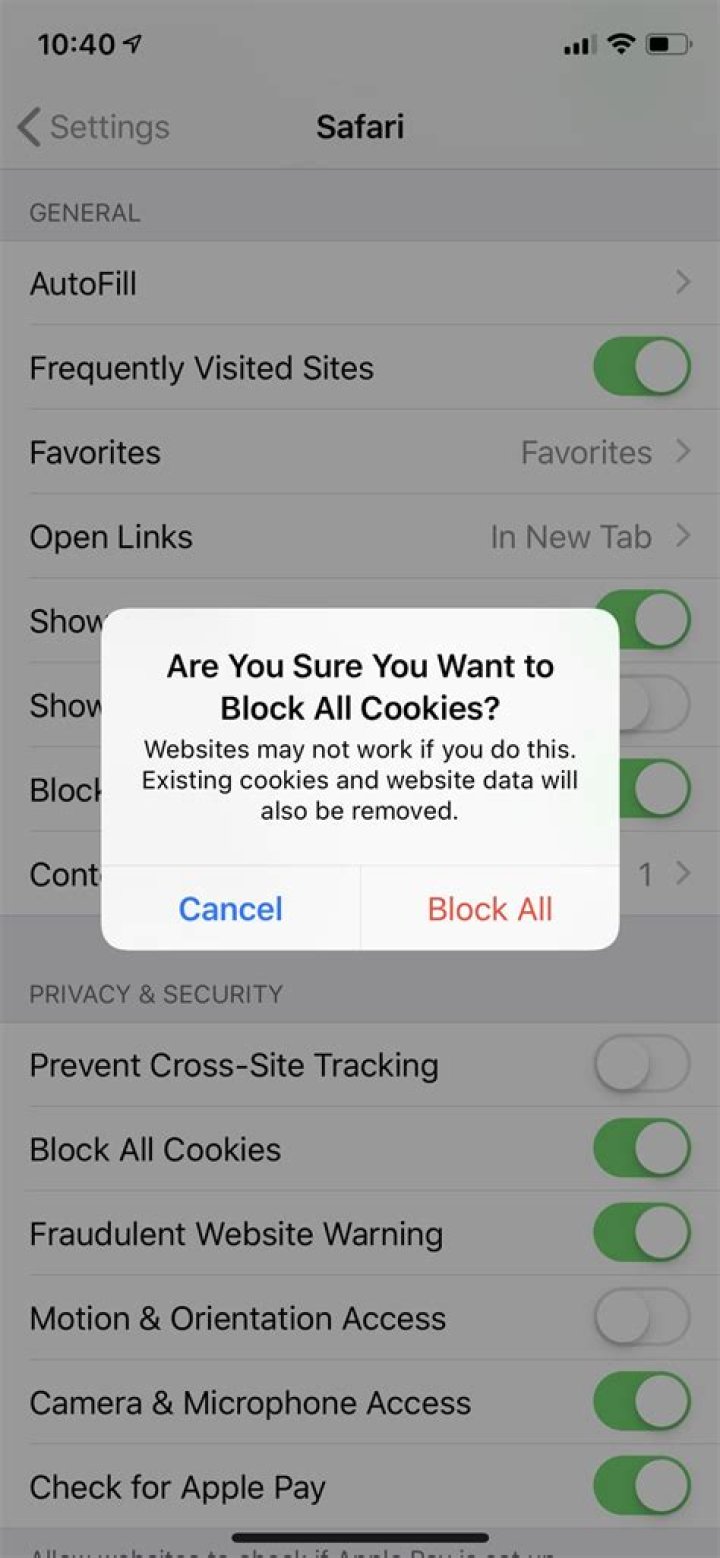 What happens if I block all cookies?